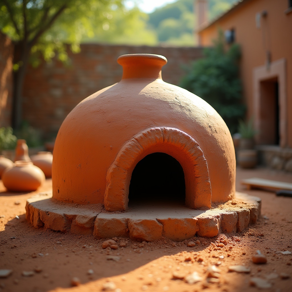 Construcción de horno de barro artesanal con técnicas tradicionales